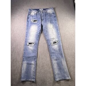 M Society Jeans Men's 32x32 Distressed Straight Stretch Hip Hop Streetwear Skate
